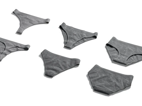 Womens Panties Black 3 Type - female lingerie underpants set 3D Model