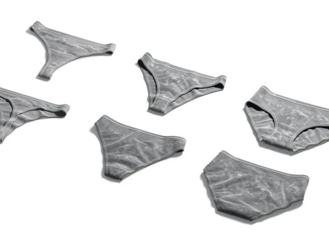 Womens Panties Black 3 Type - female lingerie underpants set 3D Model