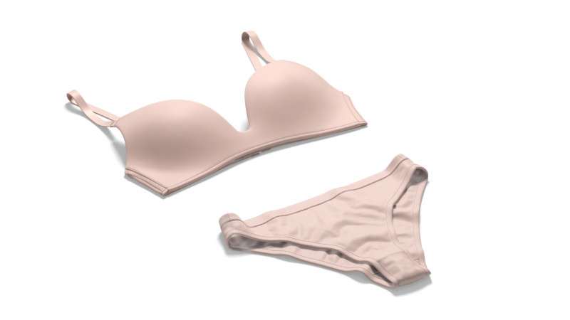 Womens Classic Lingerie Beige Set - pink bikini with bra 3D Модель .c4d .max .obj .3ds .fbx .stl .blend 