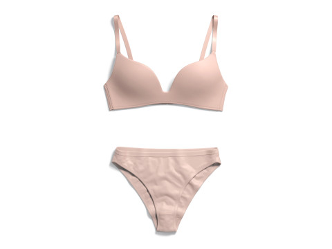Womens Classic Lingerie Beige Set - pink bikini with bra 3D Модель