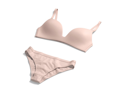 Womens Classic Lingerie Beige Set - pink bikini with bra 3D Модель