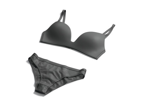 Womens Classic Lingerie Black Set - female bikini slip pants with brassiere 3D 모델