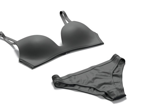 Womens Classic Lingerie Black Set - female bikini slip pants with brassiere 3D Модель