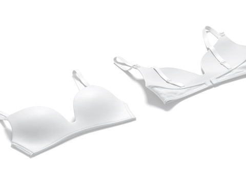 Womens White Wireless Bra - underclothing lingerie for breast 3D Model