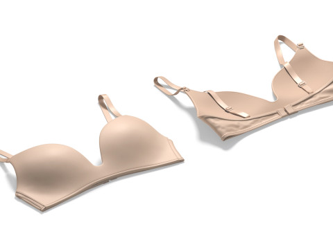 Bra Krem Wanita - bralette push-up merah muda Model 3D