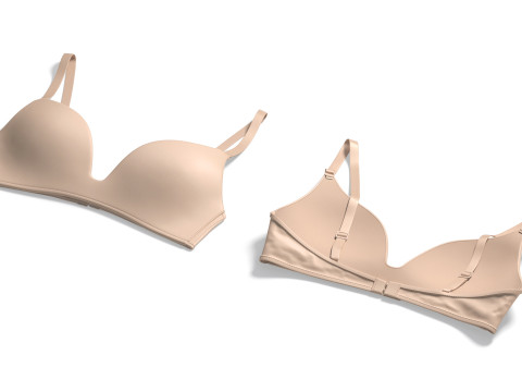 Bra Krem Wanita - bralette push-up merah muda Model 3D