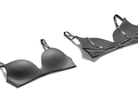 Womens Black Brassiere - female spandex lace brasserie 3D Model