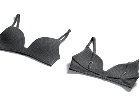 Womens Black Brassiere - female spandex lace brasserie 3D Model