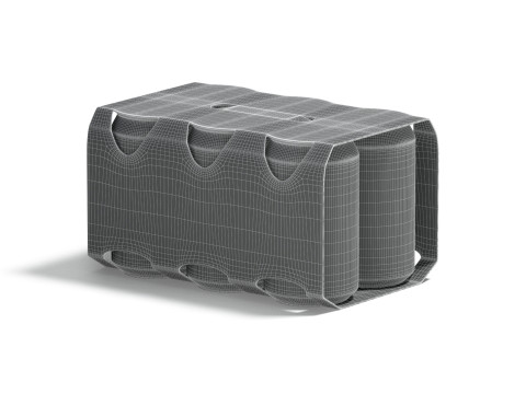 黑六 330 毫升罐纸板包装 - 用于铝制啤酒或果汁苏打水的纸盒支架 3D 模型