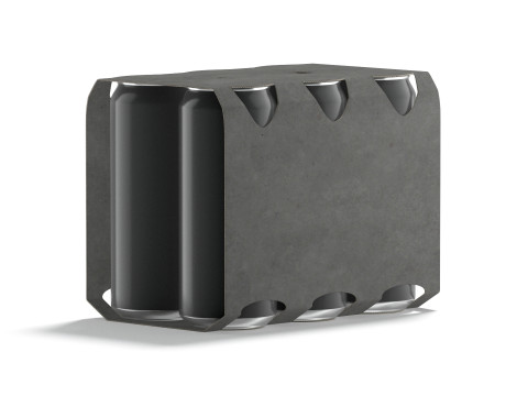 Black Six 550ml Can Cardboard Pack - beverage paper packaging with 6 pcs can carrier 3D Model