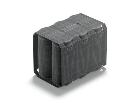 Black Six 550ml Can Cardboard Pack - beverage paper packaging with 6 pcs can carrier 3D Model