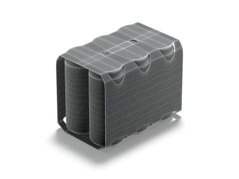 Black Six 550ml Can Cardboard Pack - beverage paper packaging with 6 pcs can carrier 3D Model