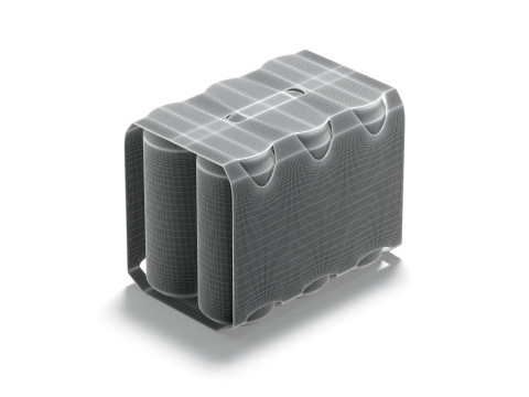 Black Six 550ml Can Cardboard Pack - beverage paper packaging with 6 pcs can carrier 3D Model