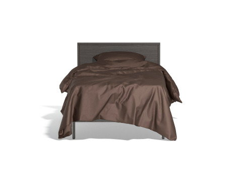Brown Wooden Single Bed - twin singlebed with pillow and mattress Modelo 3D