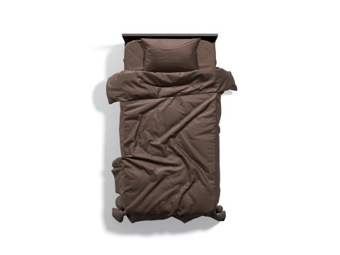 Brown Wooden Single Bed - twin singlebed with pillow and mattress Modelo 3D