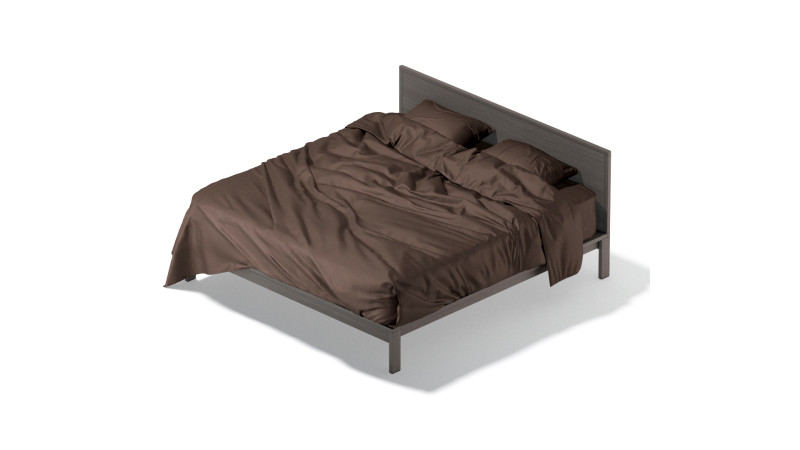 Brown Wooden Double Bed - king size bedding with pillow and mattress Modello 3D .c4d .max .obj .3ds .fbx .stl .blend 