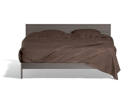Brown Wooden Double Bed - king size bedding with pillow and mattress Modello 3D