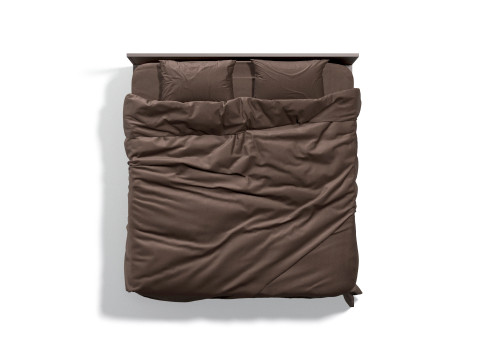 Brown Wooden Double Bed - king size bedding with pillow and mattress Modello 3D