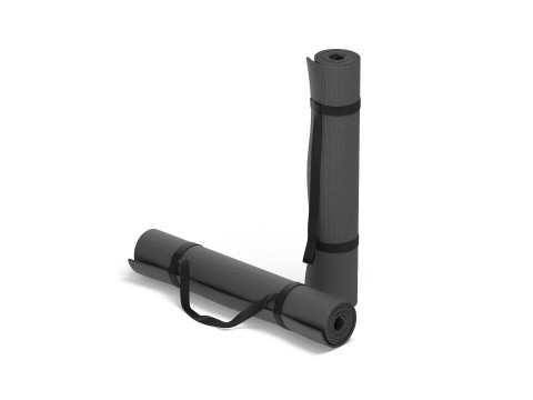 Black Rolled 2 Yoga Mat - sport stand carpet set with handle strap 3D 模型