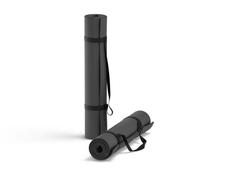 Black Rolled 2 Yoga Mat - sport stand carpet set with handle strap 3D 模型