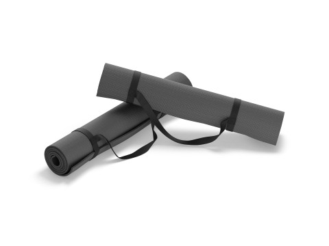 Black Twisted Yoga Mat Set - two gym roll rubber yogi pad with handles 3D Model