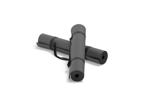 Black Twisted Yoga Mat Set - two gym roll rubber yogi pad with handles 3D Model