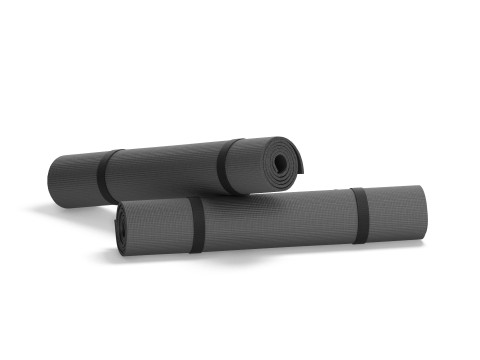 Black Twisted Yoga Mat Set - two gym roll rubber yogi pad with handles 3D Model