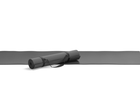 Black Unfolded and Rolled Yoga Mat Set - lying fitness pilates folded karemat 2 types 3Dモデル