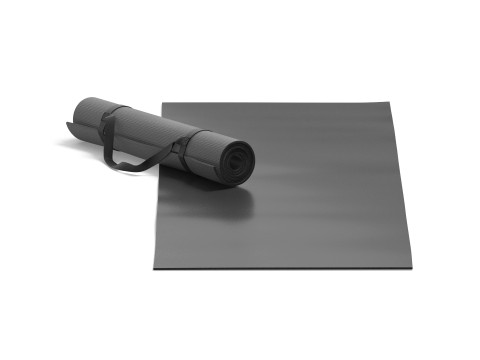 Black Unfolded and Rolled Yoga Mat Set - lying fitness pilates folded karemat 2 types 3Dモデル