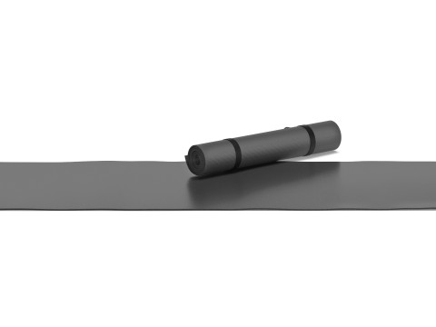 Black Unfolded and Rolled Yoga Mat Set - lying fitness pilates folded karemat 2 types 3Dモデル