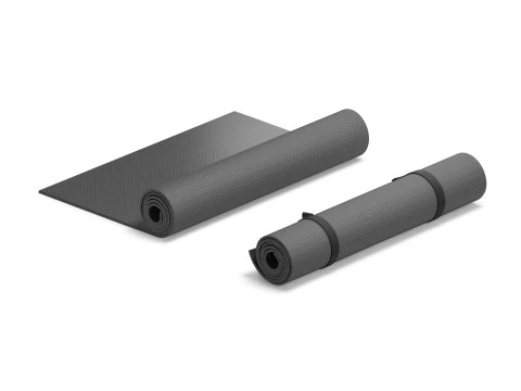Black Half Folded 2 Types Yoga Mat - meditation tourism rolled yogamat set 3D Model