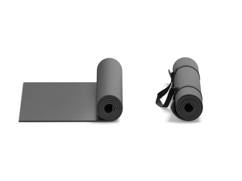 Black Half Folded 2 Types Yoga Mat - meditation tourism rolled yogamat set Modello 3D