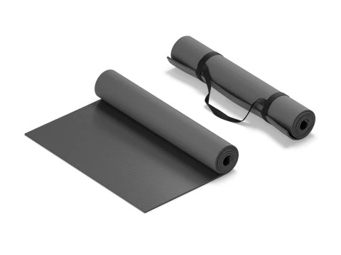 Black Half Folded 2 Types Yoga Mat - meditation tourism rolled yogamat set 3D Model