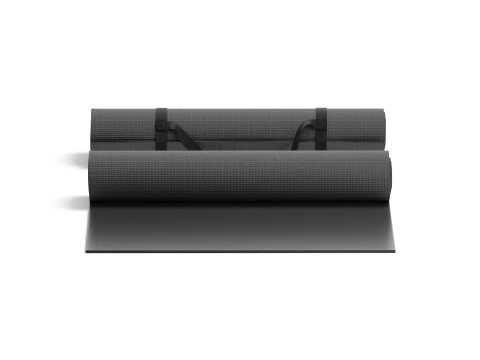 Black Half Folded 2 Types Yoga Mat - meditation tourism rolled yogamat set 3D Model