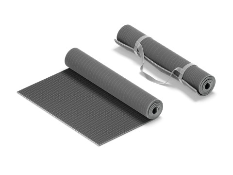 Black Half Folded 2 Types Yoga Mat - meditation tourism rolled yogamat set Modello 3D