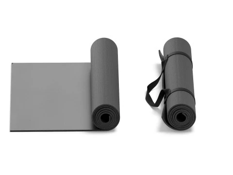Black Unfolded Rolled 4 Types Yoga Mat - training tourism sport roll and flat lay matt set 3D Model
