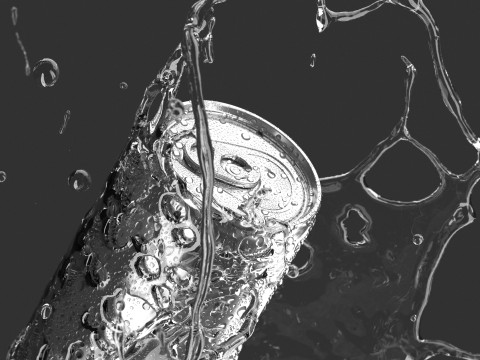 Silver 250ml Slim Can With Droplets - aluminum soda in splash of liquid 3D Model