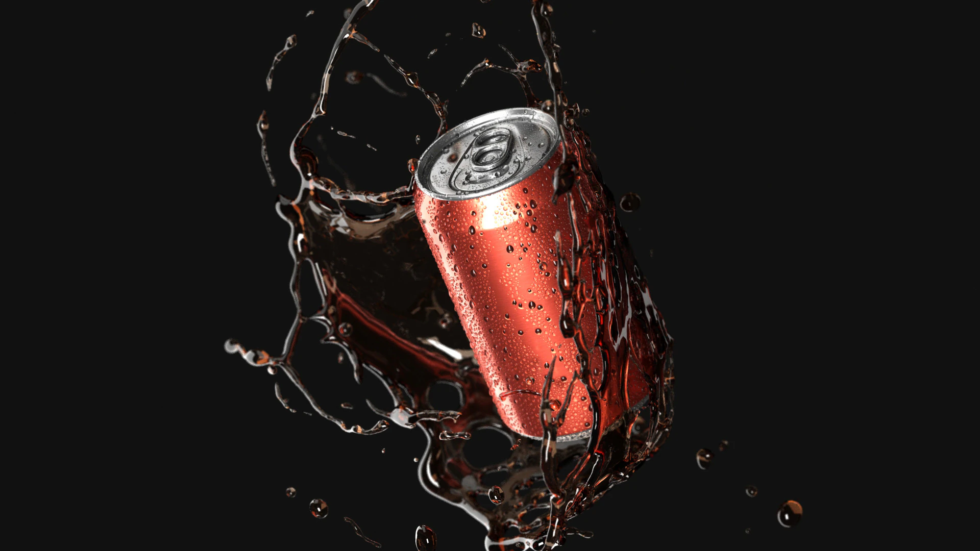 Red 330ml Aluminum Can With Splash - aluminum soda in splash of liquid 3D Model .c4d .max .obj .3ds .fbx .stl .blend 