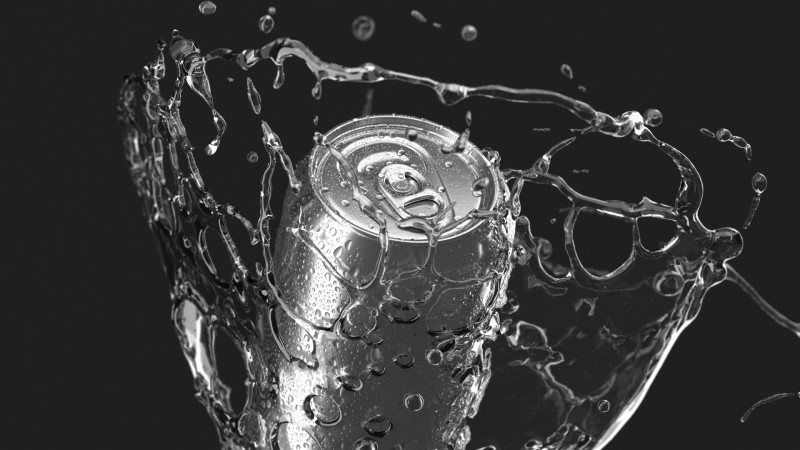 Silver 330ml Can With Droplets - soda drink with lemonade drops 3D 모델 .c4d .max .obj .3ds .fbx .stl .blend