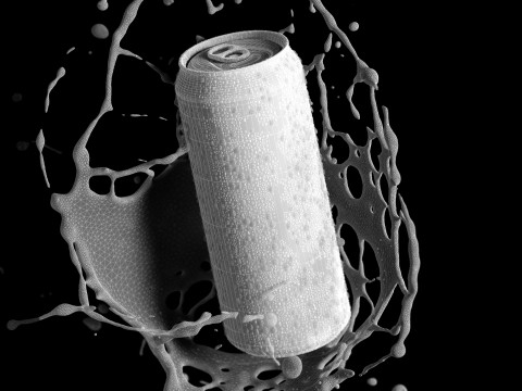 Black 550ml Can With Splash - aluminum soda in splash of liquid 3D Модель