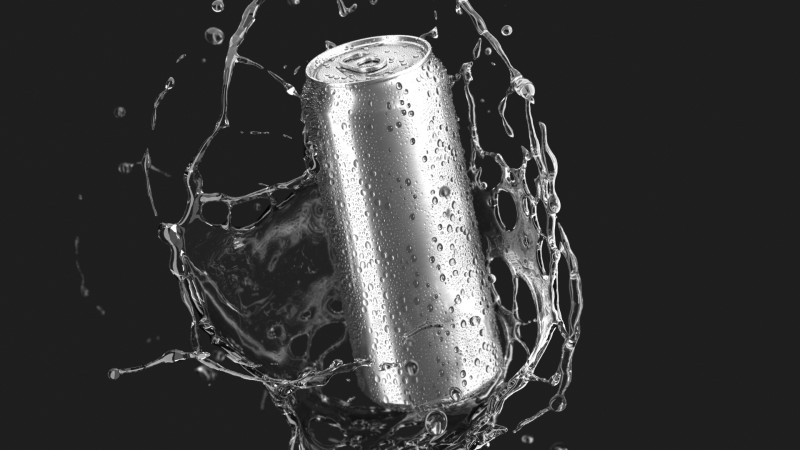 Silver 550ml Can With Droplets - soda falling in water drops Modelo 3D .c4d .max .obj .3ds .fbx .stl .blend