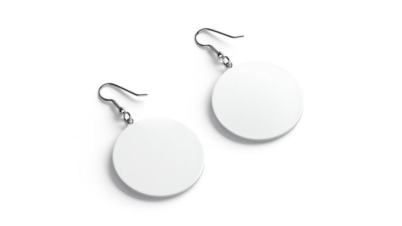 White Round Earring Pair - circle plastic ear jewel 3D Model .c4d .max .obj .3ds .fbx .stl .blend 