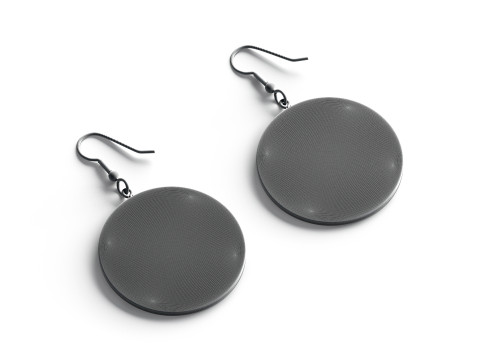 White Round Earring Pair - circle plastic ear jewel 3D Model