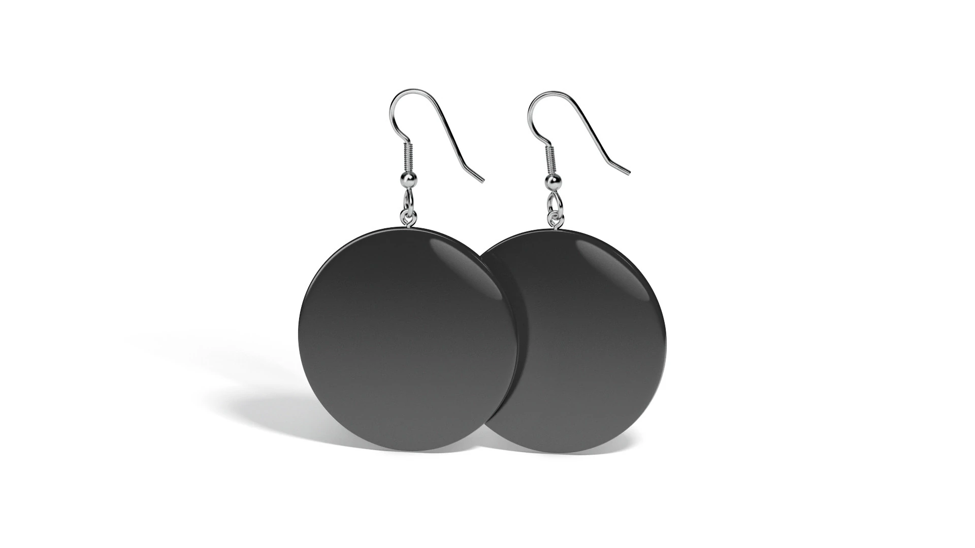 Black Round Earrings - circle eardrop bijou 3D Model .c4d .max .obj .3ds .fbx .stl .blend 
