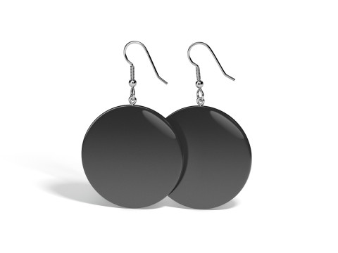 Black Round Earrings - circle eardrop bijou 3D 模型