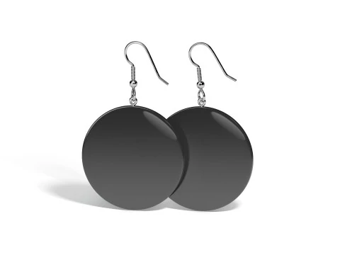 Czarne okrągłe kolczyki - okrągła zawieszka bijou Model 3D