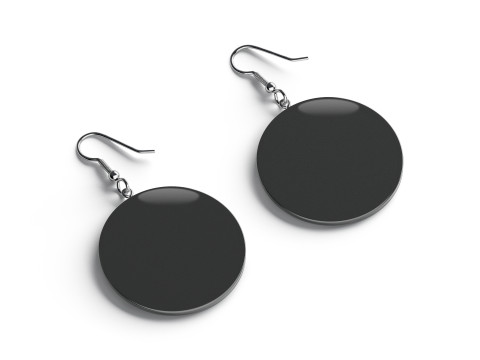 Siyah Yuvarlak Küpe - daire kulak damlası bijou 3D Model