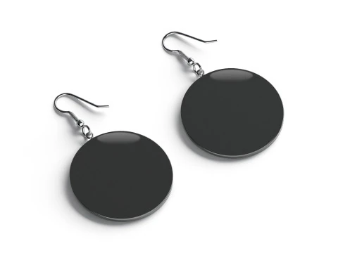 Black Round Earrings - circle eardrop bijou 3D Model