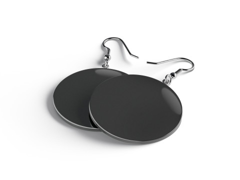 Siyah Yuvarlak Küpe - daire kulak damlası bijou 3D Model