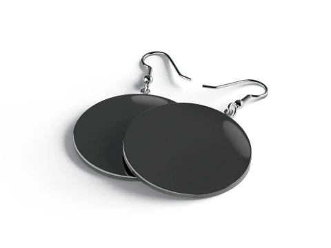 Black Round Earrings - circle eardrop bijou 3D Model